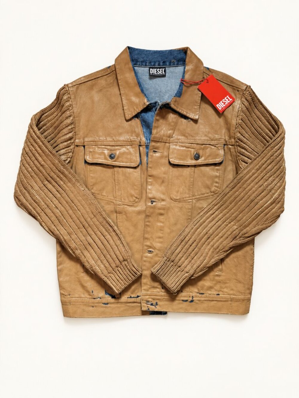 Diesel K-Layton Men’s Coated Denim & Knit Jacket – Size M – New With Tags